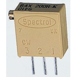 Vishay 64X Series 19 (Electrical), 22 (Mechanical)-Turn Through Hole Trimmer Resistor with Pin Terminations, 500Ω ±10%