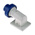 Scame IP66, IP67 Blue Wall Mount 2P + E Right Angle Industrial Power Plug, Rated At 16A, 230 V