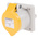 MENNEKES IP44 Yellow Panel Mount 3P Industrial Power Socket, Rated At 16A, 110 V