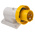 Scame IP66, IP67 Yellow Wall Mount 2P + E Right Angle Industrial Power Plug, Rated At 16A, 110 V