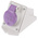 Scame IP44 Purple Wall Mount 2P Right Angle Industrial Power Socket, Rated At 16A, 20 → 25 V