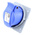 Amphenol Industrial, Easy & Safe IP44 Blue Panel Mount 2P + E Right Angle Industrial Power Socket, Rated At 16A, 230 V