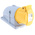 Amphenol Industrial, Easy & Safe IP44 Yellow Wall Mount 2P + E Right Angle Industrial Power Socket, Rated At 16A, 110 V