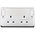MK Electric Silver 2 Gang Plug Socket, 2 x 2P + E Poles, 13A, Type G - British