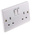 RS PRO White 2 Gang Plug Socket, 1 Pole, 13A, Type G - British, Indoor Use