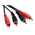 RS PRO Male RCA x 2 to Male RCA x 2 Aux Cable, Black, 1m