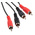 RS PRO Male RCA x 2 to Male RCA x 2 Aux Cable, Black, 2m
