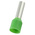 RS PRO Insulated Bootlace Ferrule, 10mm Pin Length, 3.9mm Pin Diameter, 6mm² Wire Size, Green