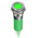 RS PRO Green Panel Mount Indicator, 12V dc, 12mm Mounting Hole Size, Faston, Solder Lug Termination, IP67