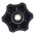 RS PRO Black Multiple Lobes Clamping Knob, M6, Threaded Through Hole