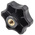 RS PRO Black Multiple Lobes Clamping Knob, M8, Threaded Through Hole