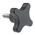 RS PRO Black 4-Arm Clamping Knob, M10, Threaded Stud