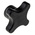 RS PRO Black 4-Arm Clamping Knob, M10, Threaded Hole