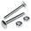Bright Zinc Plated Steel Coach Bolt, M10 x 75mm