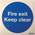 Vinyl Fire Safety Sign, Fire exit Keep clear With English Text Self-Adhesive