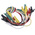 Mueller Electric Test Leads, 7A, 300V, Black, Green, Red, White, Yellow, 300mm Lead Length