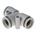 SMC KQ2 Series Tee Tube-to-Tube Adaptor Push In 12 mm, Push In 12 mm to Push In 12 mm, Tube-to-Tube Connection Style
