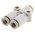 SMC KQ2 Series Y Tube-to-Tube Adaptor, Push In 4 mm to Push In 4 mm, Tube-to-Tube Connection Style