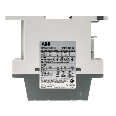 ABB Soft Starter, Soft Start, 3 kW, 600 V ac, 3 Phase, IP20