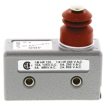 SP-NO/NC Plunger Microswitch, 15 A @ 250 V ac