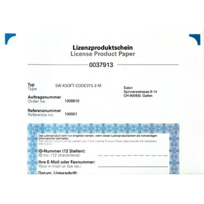 Eaton CODESYS Series Software Licence for Use with Operating System Windows
