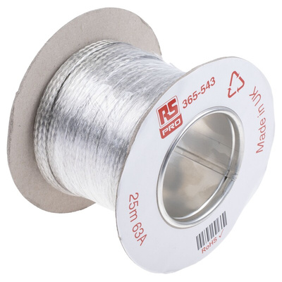 RS PRO Braided Wire 63 A, 10 x 2 mm, 25m BS4109