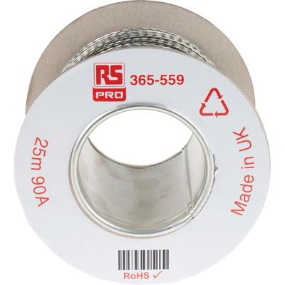RS PRO Braided Wire 90 A, 24 x 12 x 0.20 mm, 25m BS4109