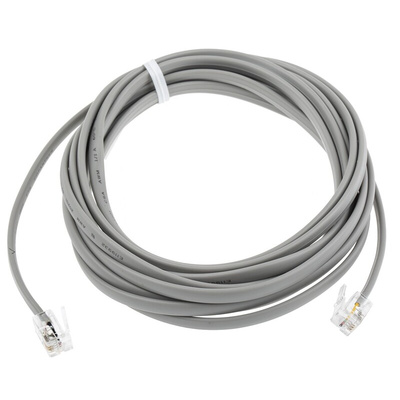 RS PRO Male RJ9 to Male RJ9 Telephone Extension Cable, Grey Sheath, 3m