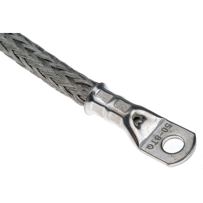 RS PRO Braided Wire, M8 Stud Size, 3 x 2 x 16 x 0.2 mm, 0.5m BS EN 13602:2002, BS4109