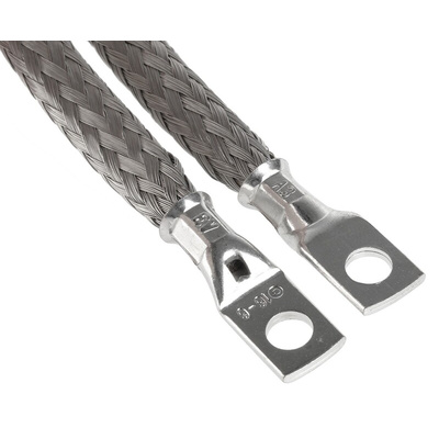 RS PRO Braided Wire, M6 Stud Size, 24 x 20 x 0.2 mm, 0.4m BS EN 13602:2002, BS4109