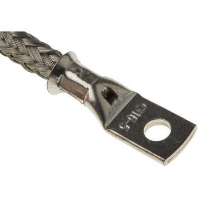 RS PRO Braided Wire, M5 Stud Size, 16 x 20 x 0.2 mm, 0.15m BS EN 13602:2002, BS4109