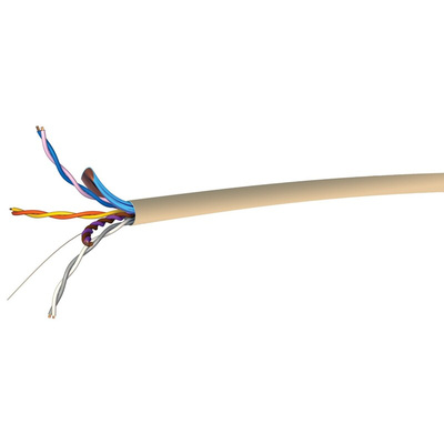 RS PRO 8 Core 24 AWG Telephone Cable, 1/0.51 mm, White Sheath, 100m