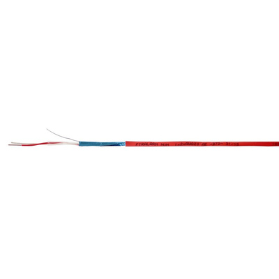 RS PRO 2 Core 20 AWG Telephone Cable, 1/0.81 mm, Red Sheath, 100m