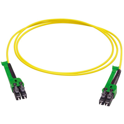 Huber+Suhner LC to LC Duplex Single Mode G657A2 Fibre Optic Cable, 2.1mm, Yellow, 1m