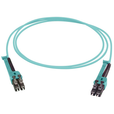 Huber+Suhner LC to LC Duplex Multi Mode OM3 Fibre Optic Cable, 2.1mm, Aqua, 30m