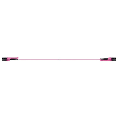 Huber+Suhner LC to LC Duplex Multi Mode OM4 Fibre Optic Cable, 2.1mm, Violet, 1m