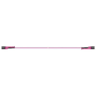 Huber+Suhner LC to LC Duplex Multi Mode OM4 Fibre Optic Cable, 2.1mm, Violet, 4m