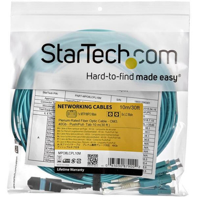 Startech MPO to LC Multi Mode OM3 Fibre Optic Cable, 50/125μm, Aqua, 10m