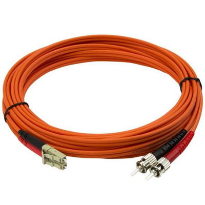 StarTech.com LC to ST Duplex Multi Mode OM2 Fibre Optic Cable, 50/125μm, Orange, 5m