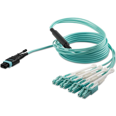 Startech MPO to LC Duplex Multi Mode OM3 Fibre Optic Cable, 50/125μm, Aqua, 2m