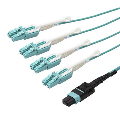 Startech MPO to LC Duplex Multi Mode OM3 Fibre Optic Cable, 50/125μm, Aqua, 2m