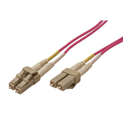 Roline LC to LC Duplex OM4 Fibre Optic Cable, 50/125μm, Violet, 1m