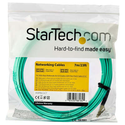 StarTech.com LC to LC OM3 Multi Mode Fibre Optic Cable, 50/125μm, Light Blue, 7m