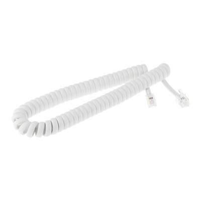 Decelect Female RJ9 to Male RJ9 Telephone Extension Cable, White Sheath, 1.5m
