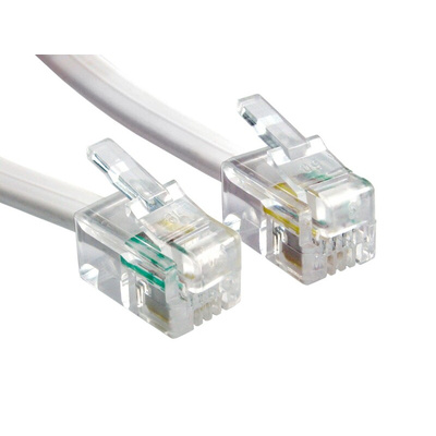 RS PRO Male RJ10 to Male RJ10 Telephone Cable, White Sheath