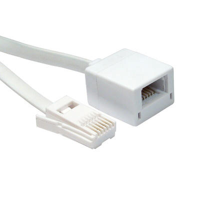 RS PRO Male BT to Female BT 6 Core Telephone Cable, White Sheath