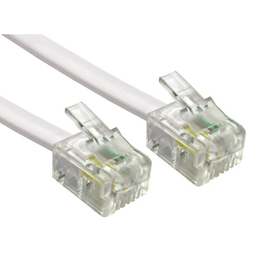 RS PRO Male RJ11 to Male RJ11 Telephone Cable, White Sheath