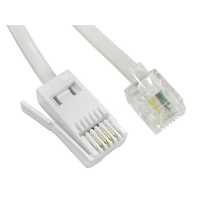 RS PRO Male BT to Male RJ11 Telephone Cable, White Sheath