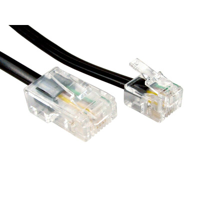 RS PRO Male RJ11 to Male RJ45 Telephone Cable, Black Sheath