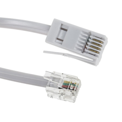 RS PRO Female RJ11 to Male BT431A Telephone Extension Cable, White Sheath, 3m